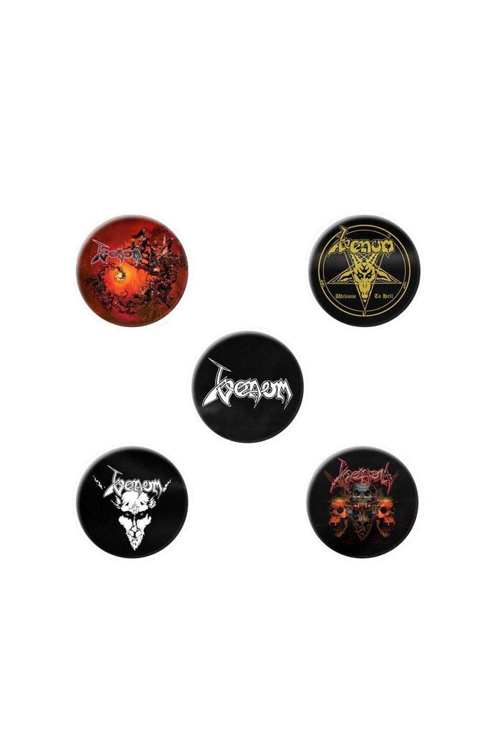 Black Metal Badge Set (Pack of 5)